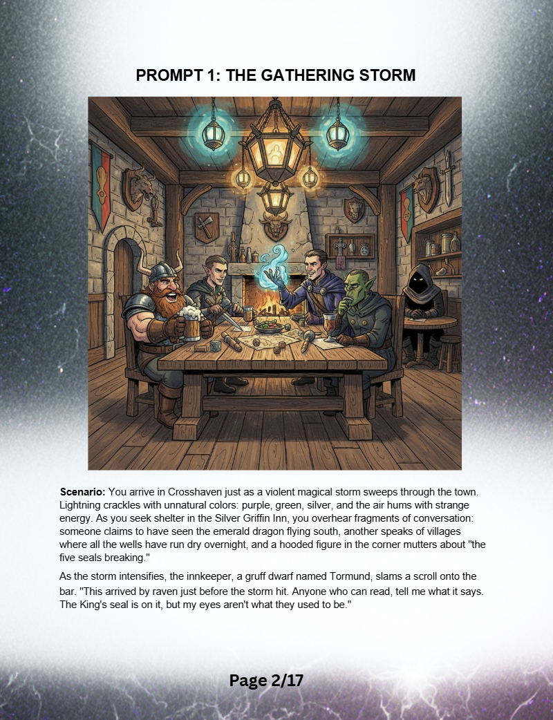 Prompt 1: The Gathering Storm — sample page from The Dragon's Prophecy